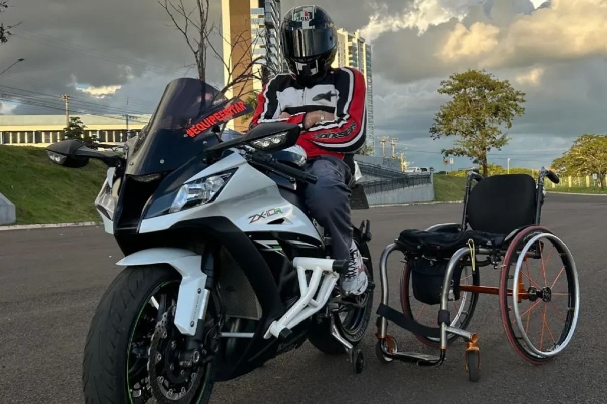 Cadeirante percorre 860 km de moto para ver ídolo Marc Márquez em Goiânia